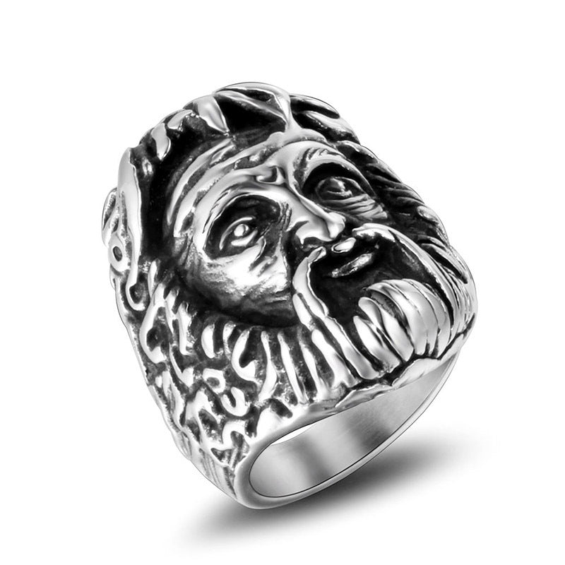 Titanium Steel Gothic Punk Skull Ring for Men - Indian Chief Inspired Design