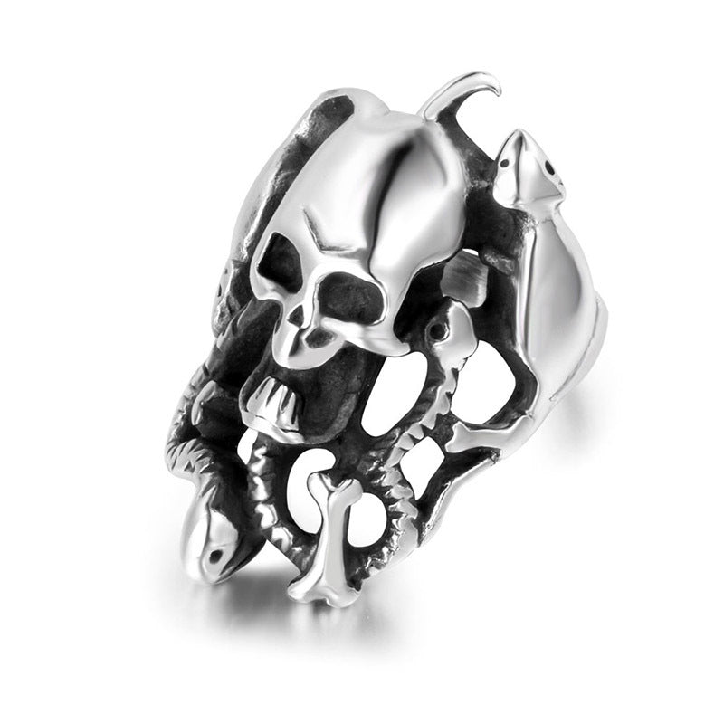 Titanium Steel Ghost Head Ring for Men and Women - Trendy Skull Hip Hop Accessory