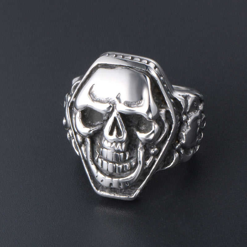 Unique Skull Design Titanium Steel Ring for Men - Rock Hip-Hop Style Jewelry