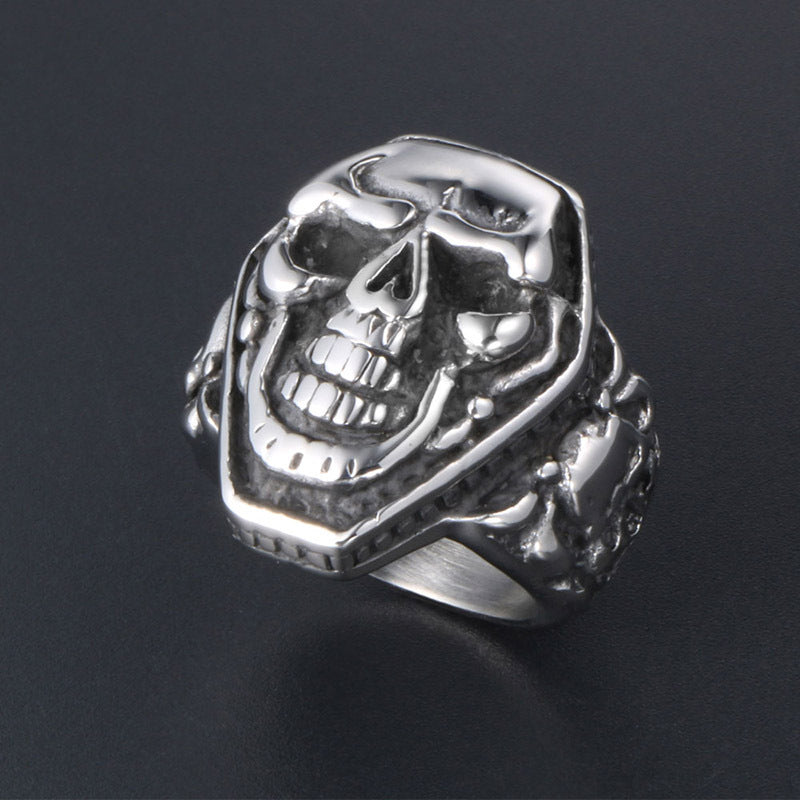 Unique Skull Design Titanium Steel Ring for Men - Rock Hip-Hop Style Jewelry