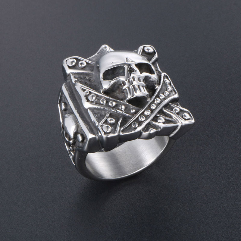 Trendy Personalized Titanium Steel Skull Ring for Men - European and American Cross-Border Fashion