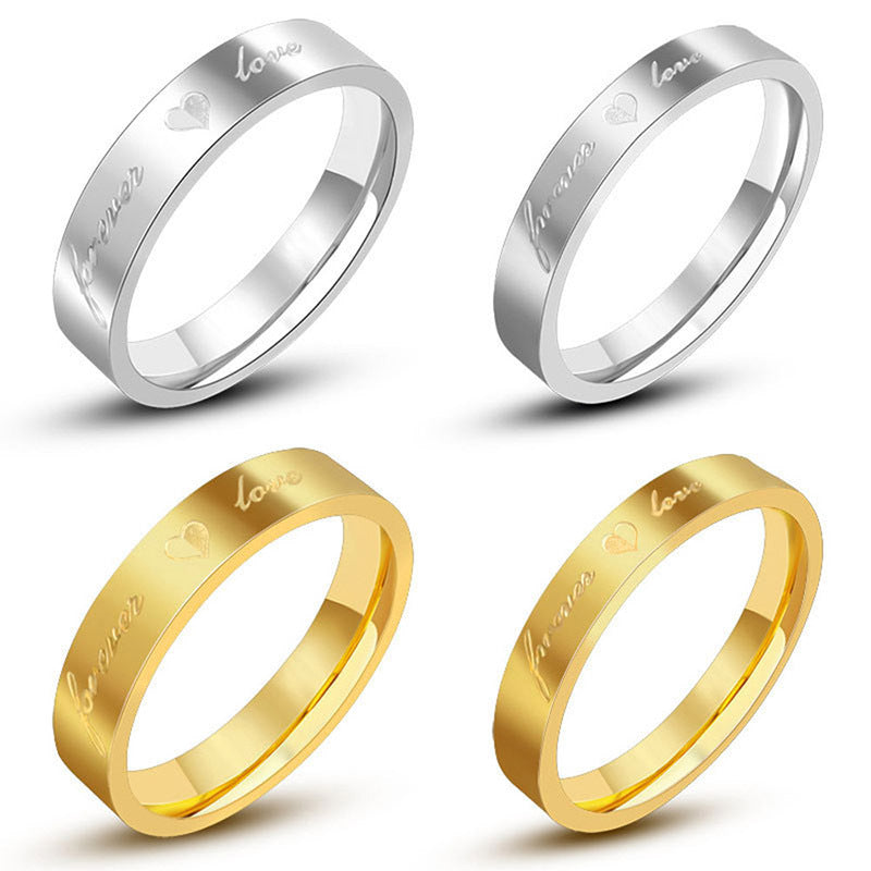 Korean Titanium Steel Couple Rings for Men and Women - Wholesale Valentine's Day Gift