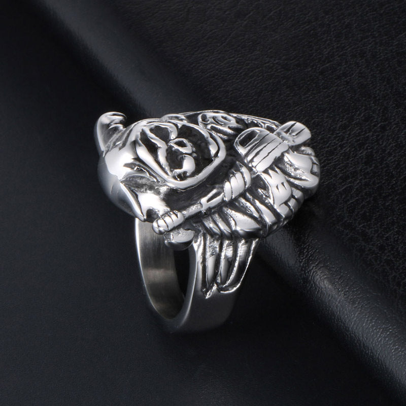 Personalized Titanium Steel Ghost Skull Ring for Men - Hipster Punk Fashion, Size 7-12