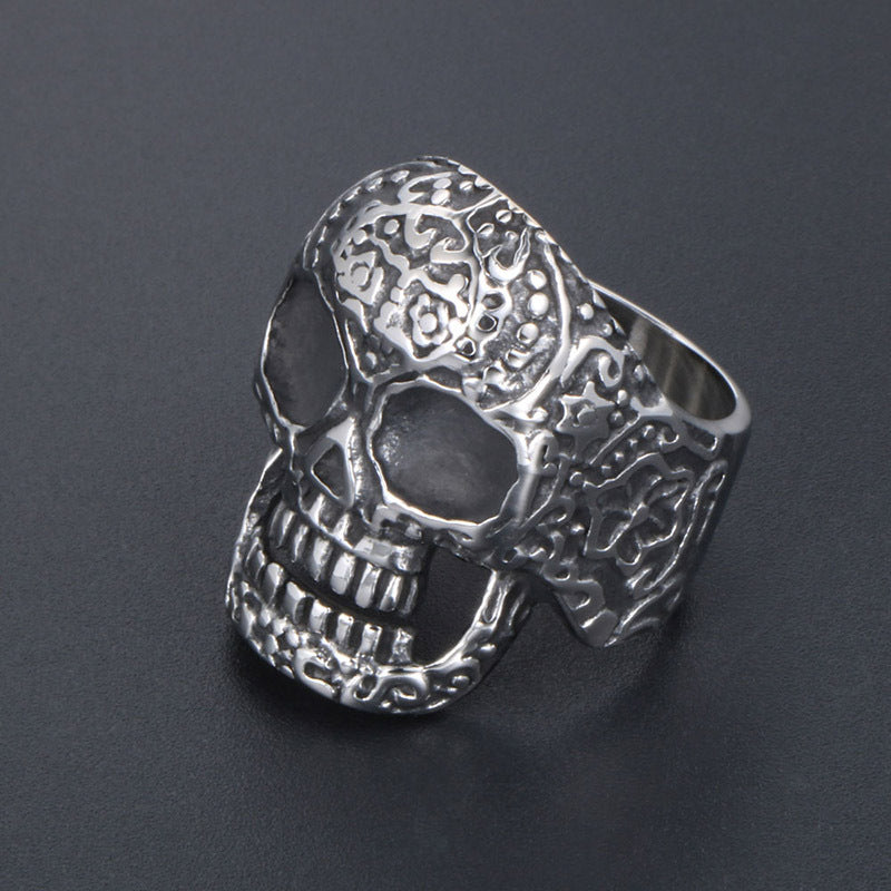 Retro Skull Ring for Men - Trendy Titanium Steel Finger Accessory in European and American Fashion