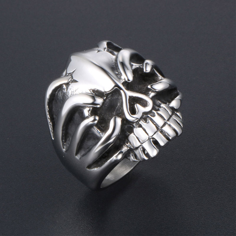 Titanium Steel Skeleton Hand Ring - Retro Punk Style for Men