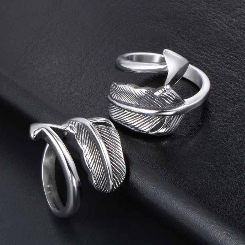 Feather Arrow Design Titanium Steel Ring for Men and Women, Stylish Index Finger Accessory