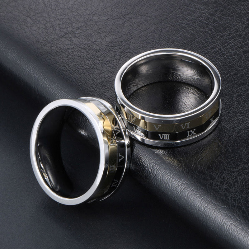 Three-Color Rotating Men's Ring - Stylish Stainless Steel Jewelry for Fashion-Forward Men