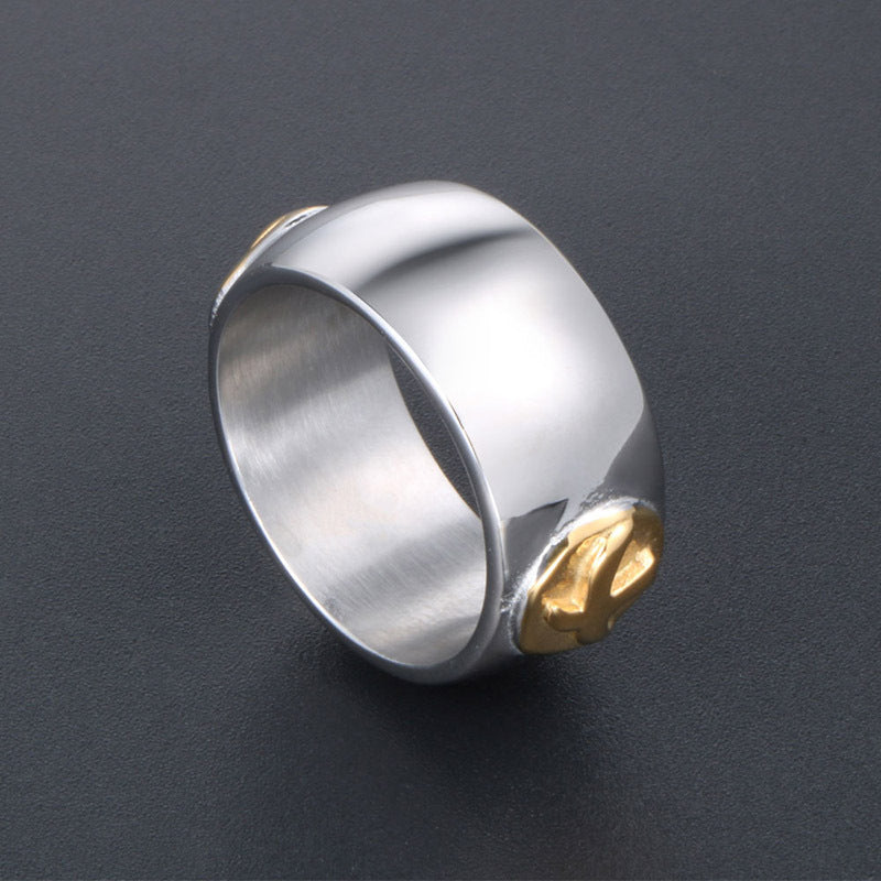 Personalized Retro Gold-Topped Titanium Steel Bird Ring for Men