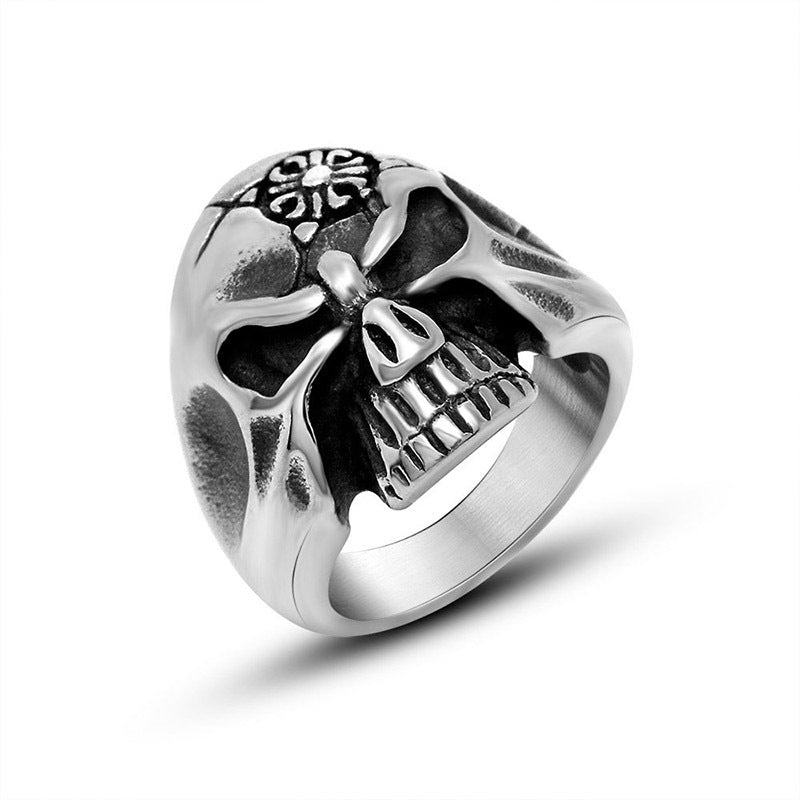 Vintage Style Skull Ring for Men - Retro Distressed Titanium Steel Accessory