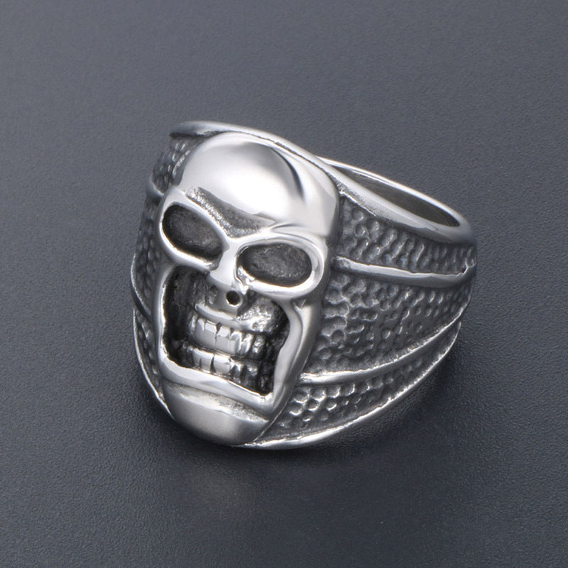 Titanium Steel Punk Skull Ring for Men - Vintage Domineering Jewelry Wholesale