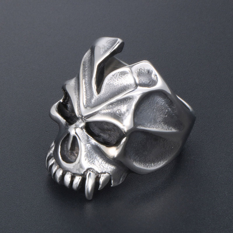 Men's Vintage Skull Ring - Bold Titanium Steel Halloween Jewelry