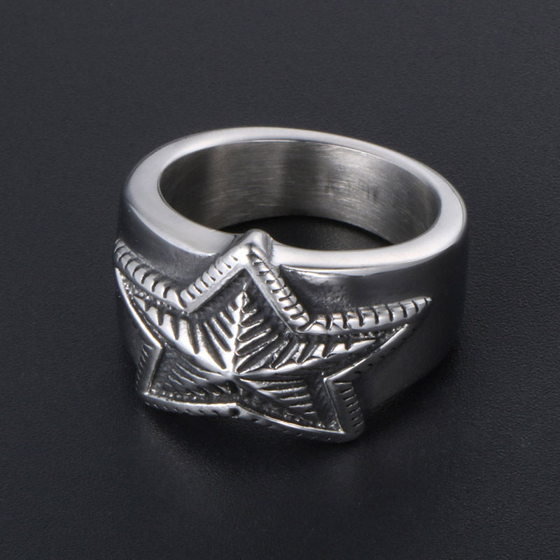 Trendy Titanium Steel Star Ring for Couples - Korean Style Stainless Steel Jewelry for Men and Women