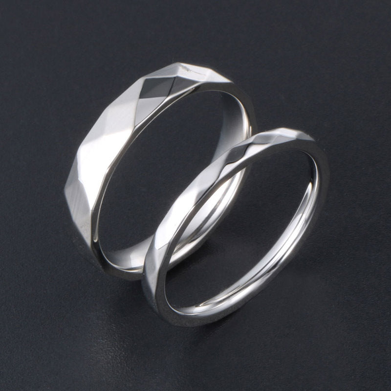 Korean-Inspired Simple Turtle Face Titanium Steel Couple Ring for Men and Women - Fashionable Two-Color Design