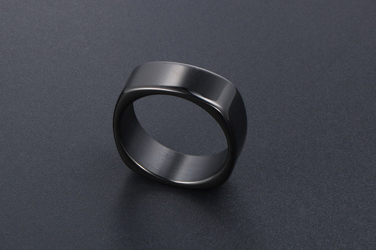 Trendy Silver and Black Rhombus Square Ring for Men - Japan and South Korea Fashion Accessories