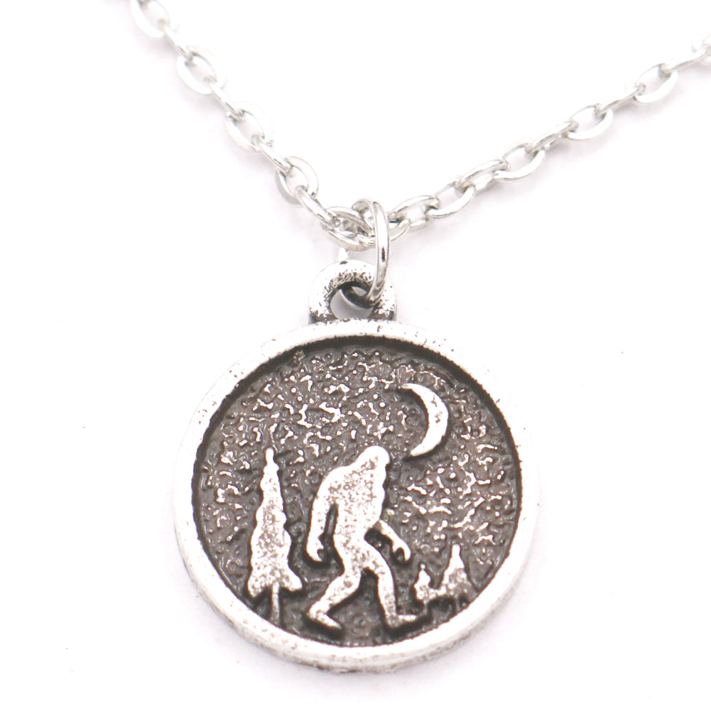 Savage Footprint Alloy Pendant with Tree and Moon Accents for Men