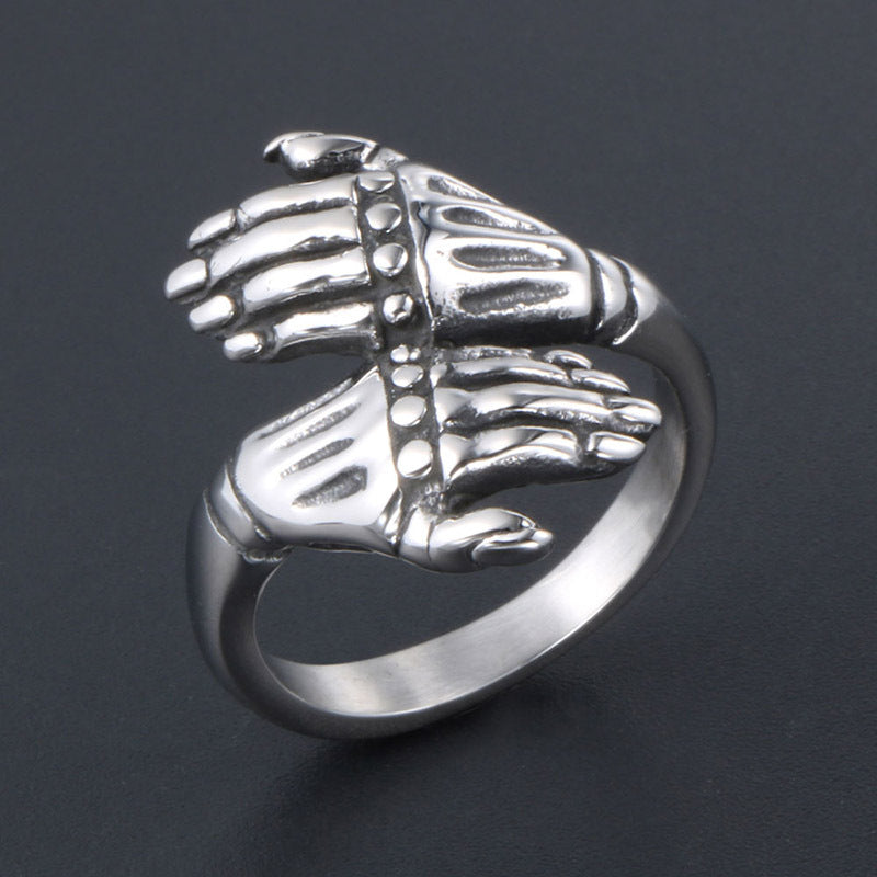 Punk Skull Dual Design Titanium Steel Ring for Men - Trendy Index Finger Accessory