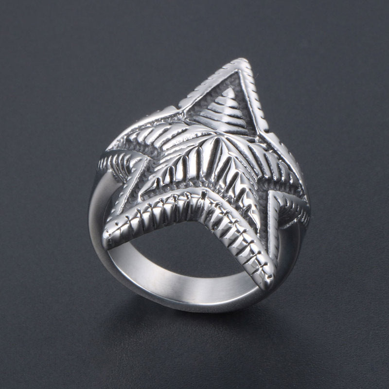 Retro Five-Pointed Star Index Finger Ring for Men – Japanese and Korean Hipster Fashion Jewelry