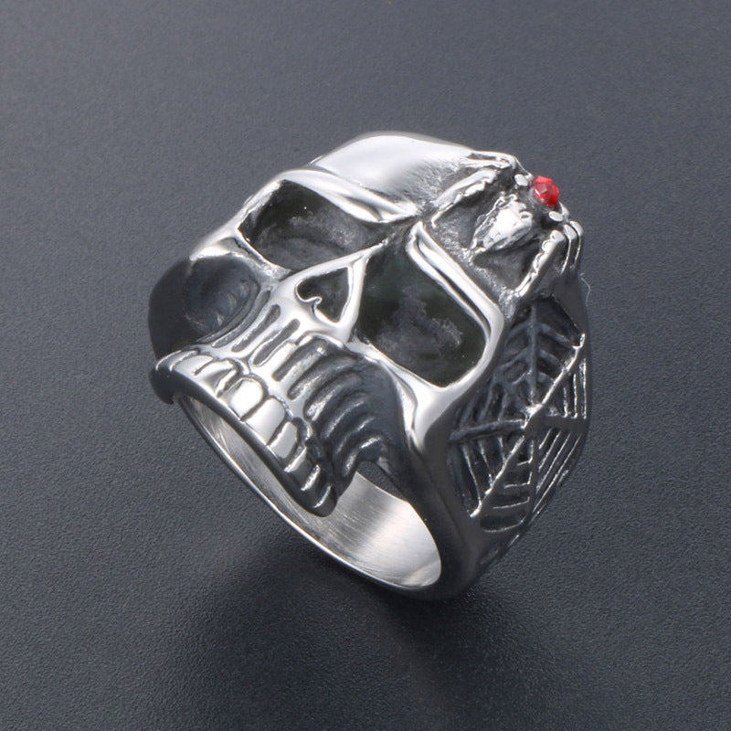 Retro Spider Skull Ring in Imitation Titanium Steel for Men - Vintage Rock Jewelry Accessories