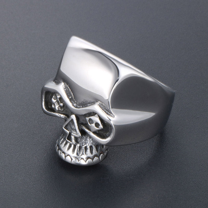 Titanium Steel Skull Ring for Men - Unique Non-Conformist Halloween Accessory