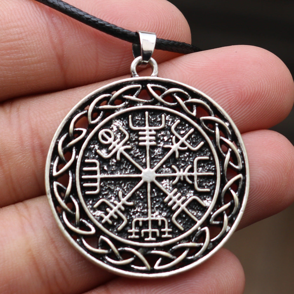 Viking Compass Metal Pendant Necklace for Men - Norse Legacy Collection