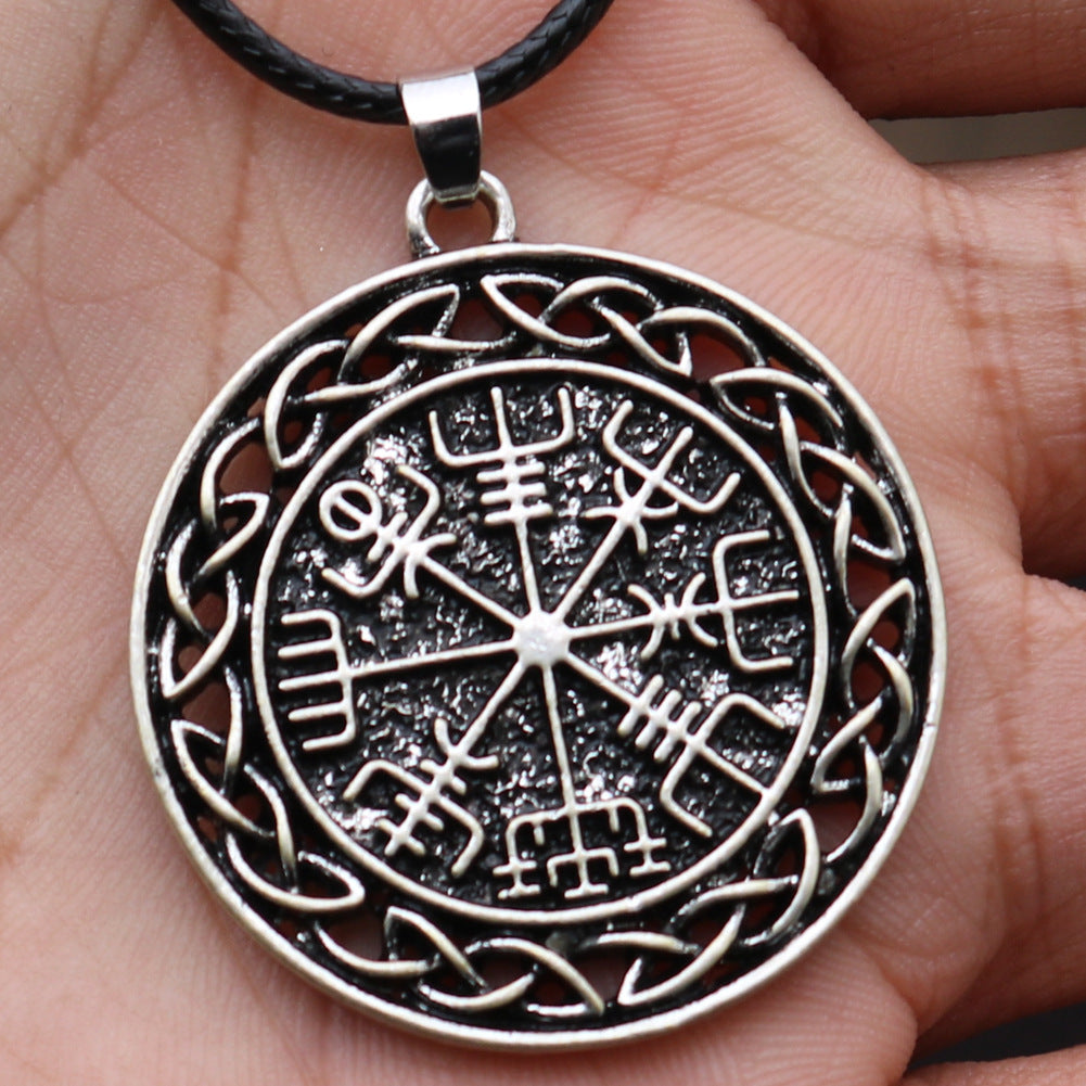 Viking Compass Metal Pendant Necklace for Men - Norse Legacy Collection