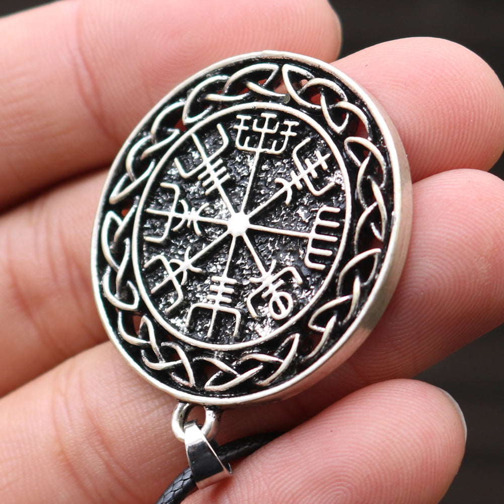 Viking Compass Metal Pendant Necklace for Men - Norse Legacy Collection