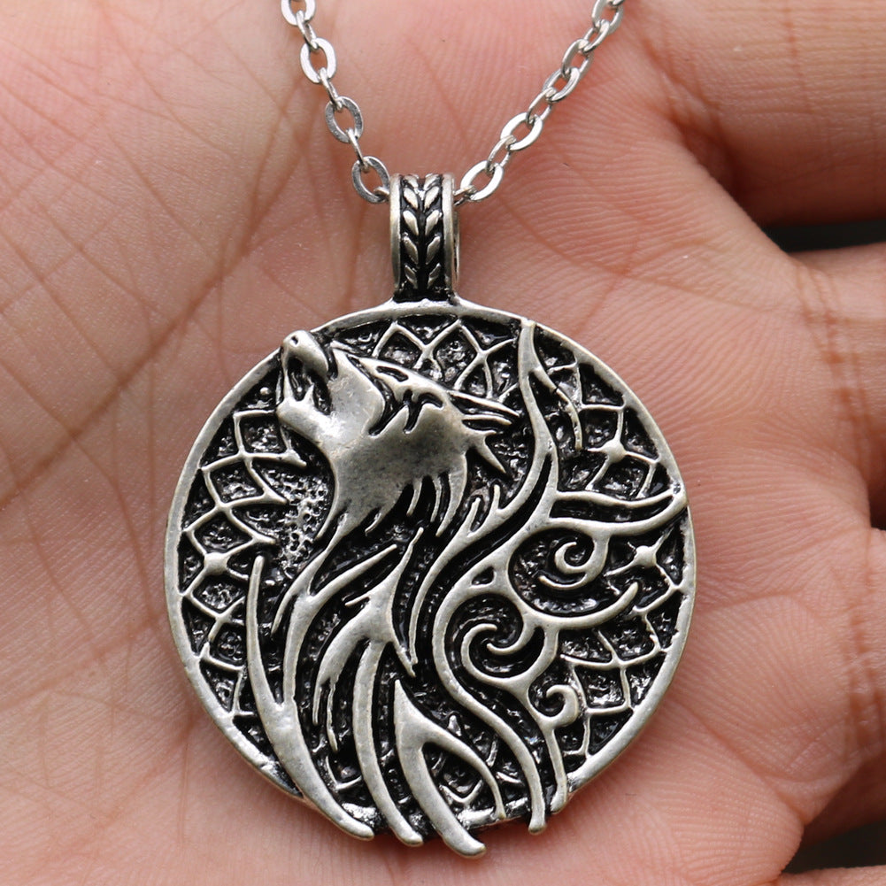 Viking Odin Wolf and Crow Double Sided Necklace - Norse Legacy Collection