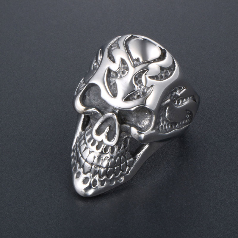 Titanium Steel Skull Ring for Men - Trendy Alternative Rock & Hip Hop Style