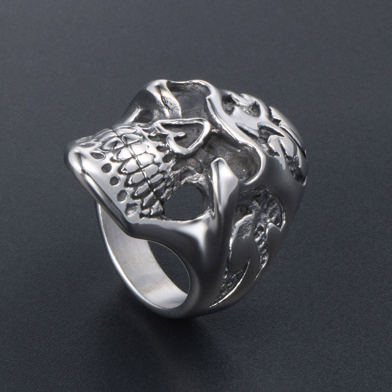 Titanium Steel Skull Ring for Men - Trendy Alternative Rock & Hip Hop Style