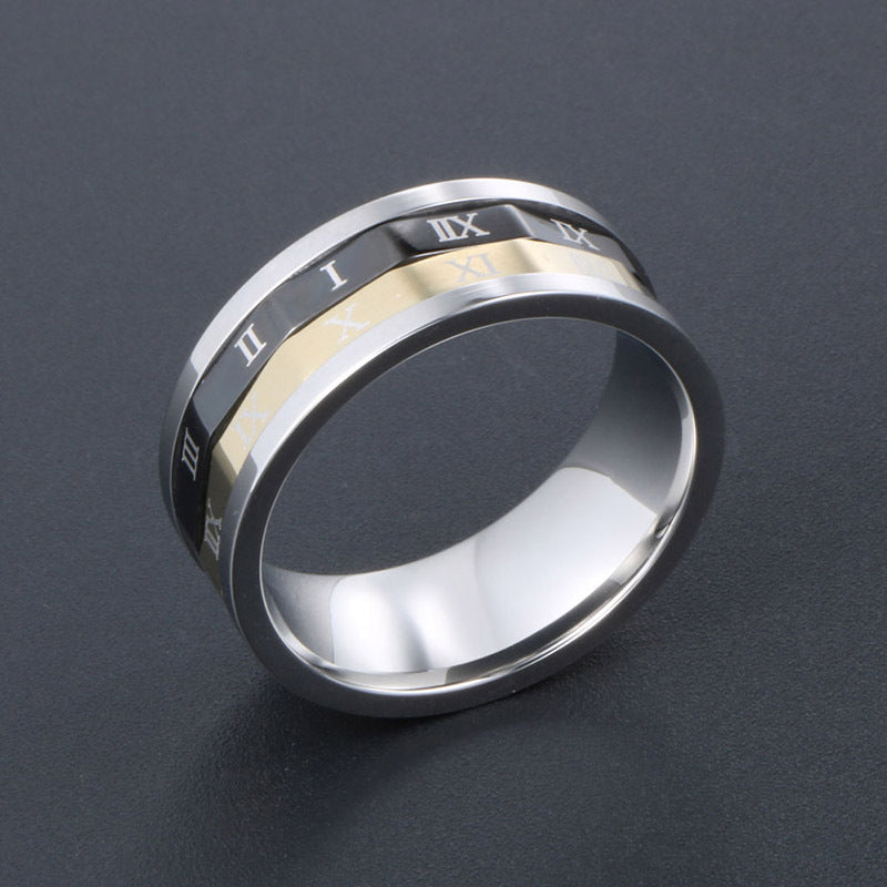 Three-Color Rotating Men's Ring - Stylish Stainless Steel Jewelry for Fashion-Forward Men