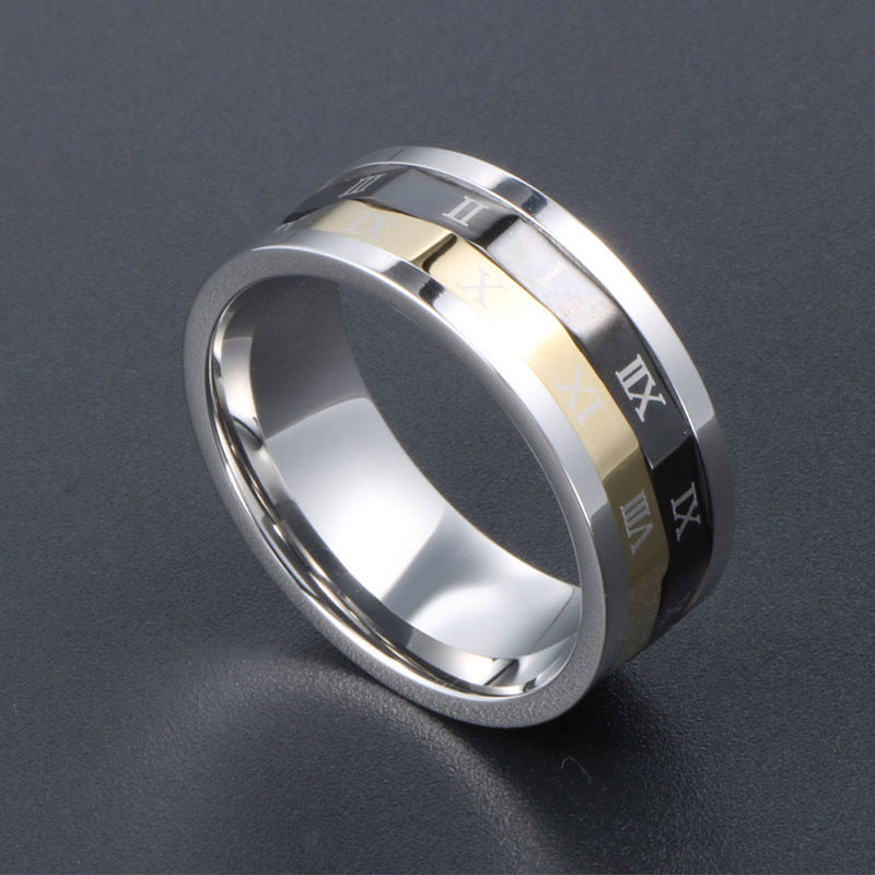 Three-Color Rotating Men's Ring - Stylish Stainless Steel Jewelry for Fashion-Forward Men