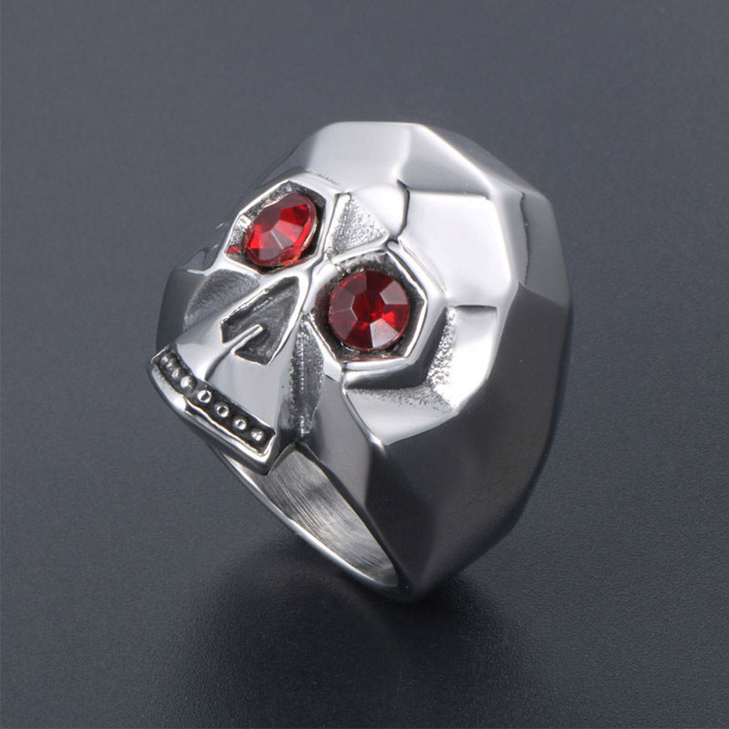 Titanium Steel Retro Skull Ring for Men - European and American Fashion Statement