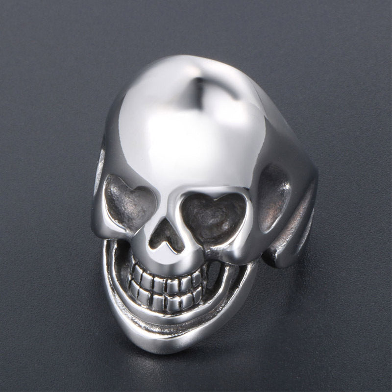 Titanium Steel Love Skull Dancing Ring for Men - Retro Punk Ghost Head Design