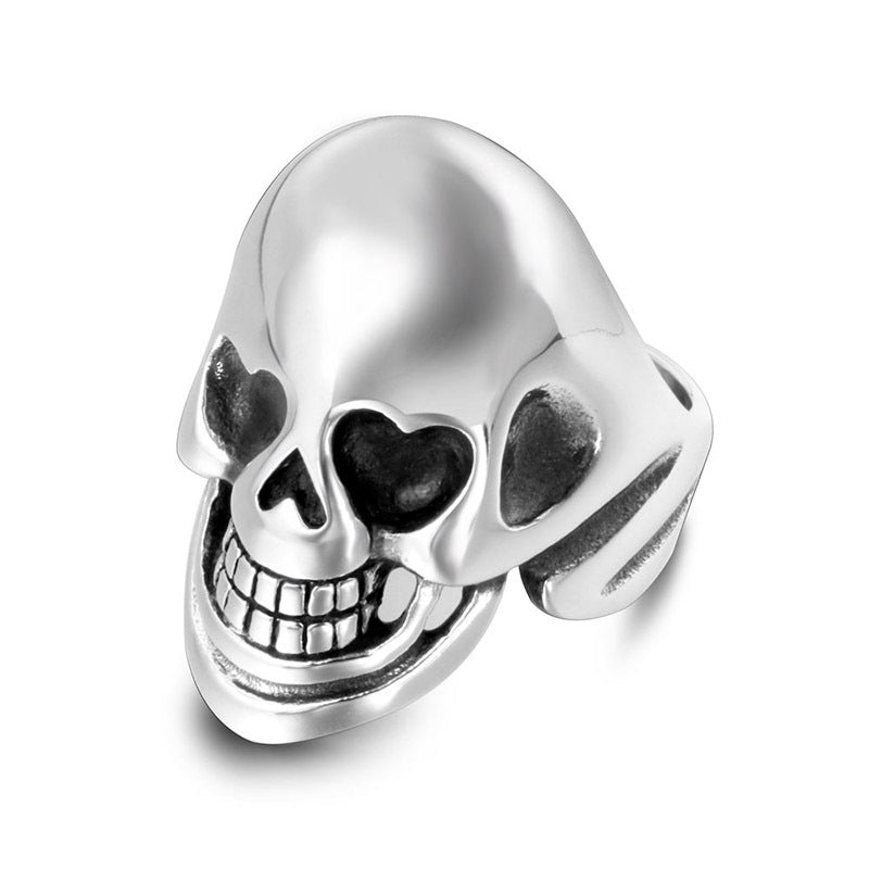 Titanium Steel Love Skull Dancing Ring for Men - Retro Punk Ghost Head Design