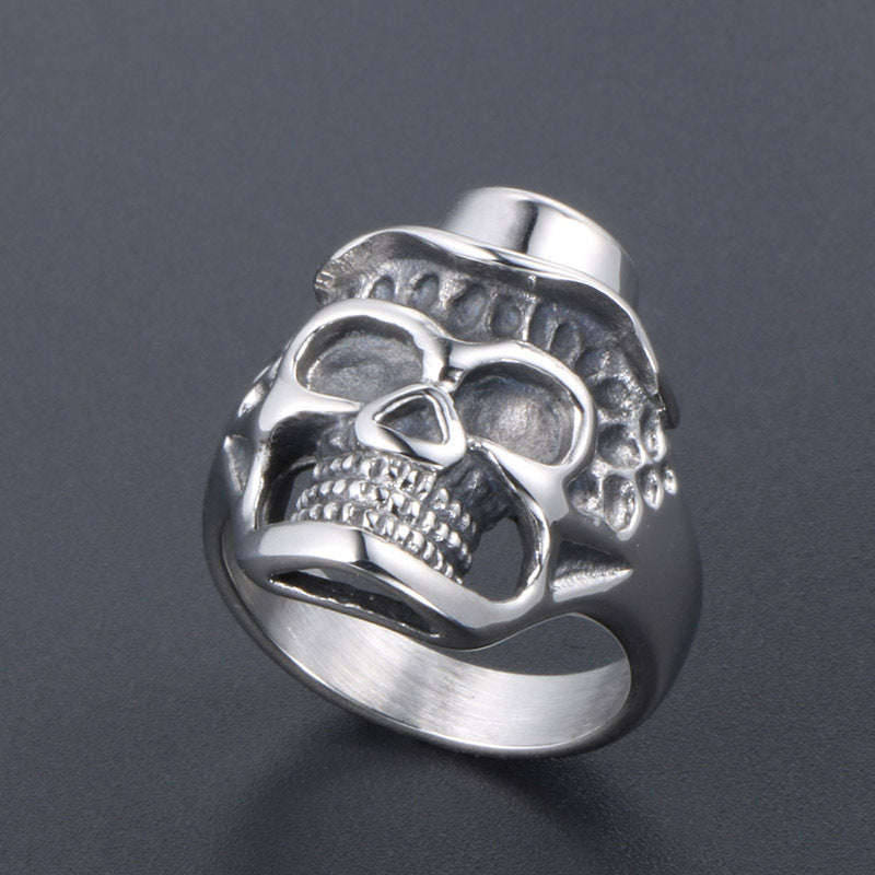 Trendy Titanium Steel Skull Ring for Men - Cool Wholesale Accessory in Imitation Vintage Style