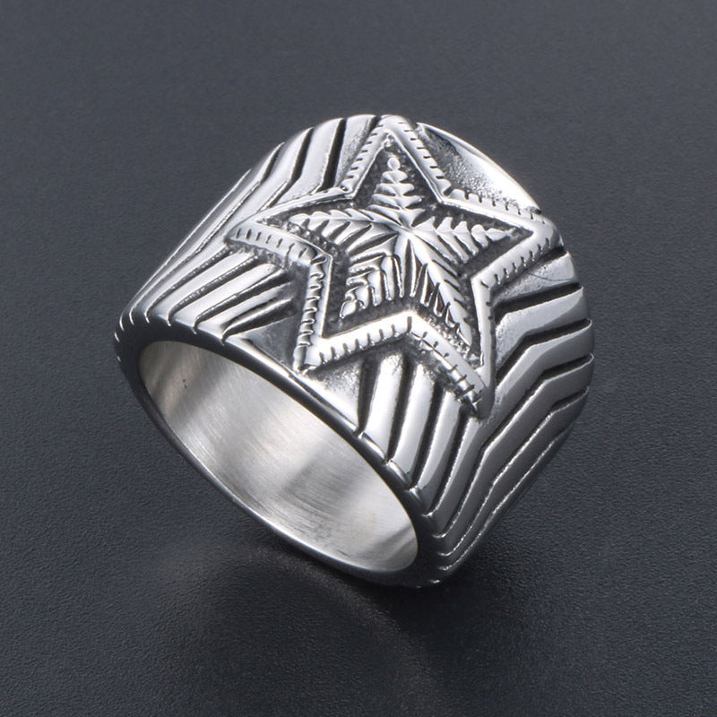 Wholesale Titanium Steel Star Style Ring for Men - Planderful Everyday Genie Collection