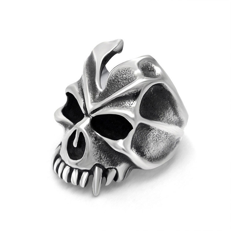 Men's Vintage Skull Ring - Bold Titanium Steel Halloween Jewelry