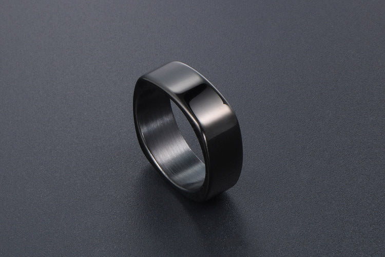 Trendy Silver and Black Rhombus Square Ring for Men - Japan and South Korea Fashion Accessories