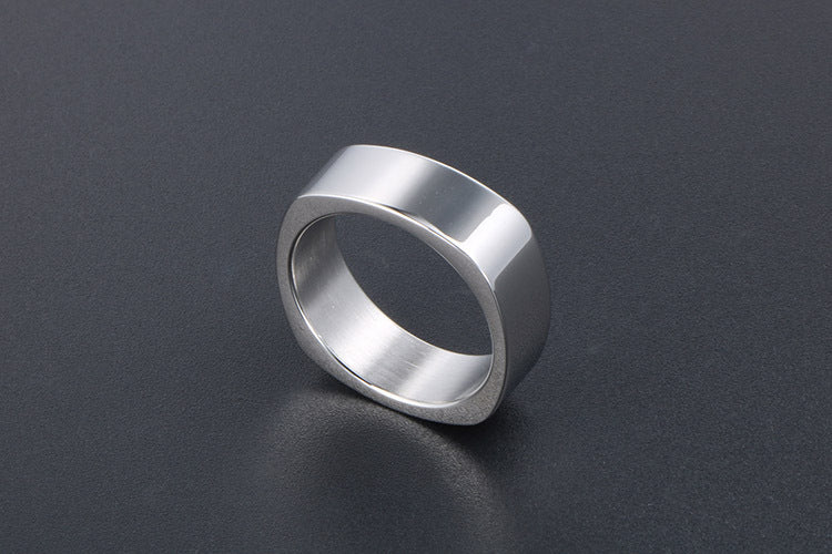 Trendy Silver and Black Rhombus Square Ring for Men - Japan and South Korea Fashion Accessories