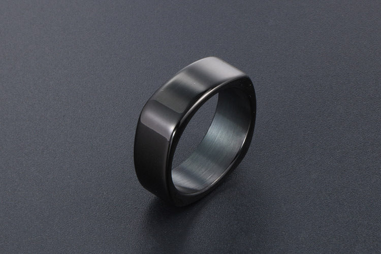 Trendy Silver and Black Rhombus Square Ring for Men - Japan and South Korea Fashion Accessories