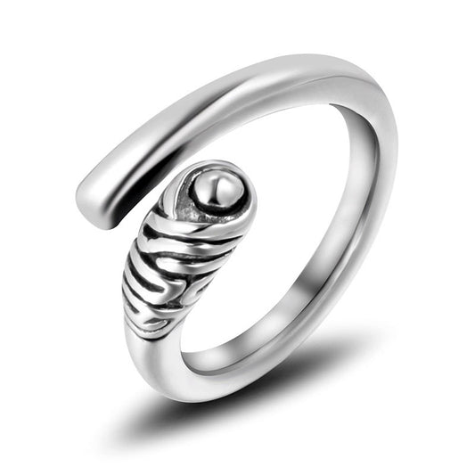 Titanium Steel Simple Retro Couples Ring - Soul-Eating Matchstick Design for Men