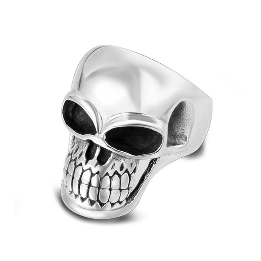 Exaggerated Retro Titanium Steel Skull Ring for Men - Wholesale Punk Style