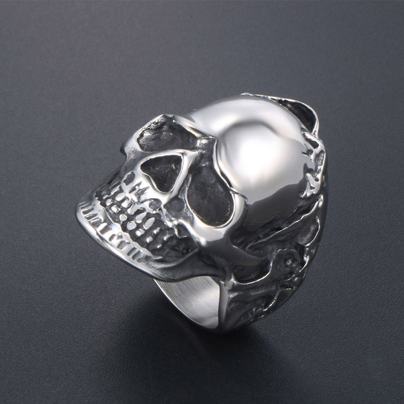 Trendy Titanium Steel Skull Wreath Ring for Men - Cool Rock Hip-Hop Accessory