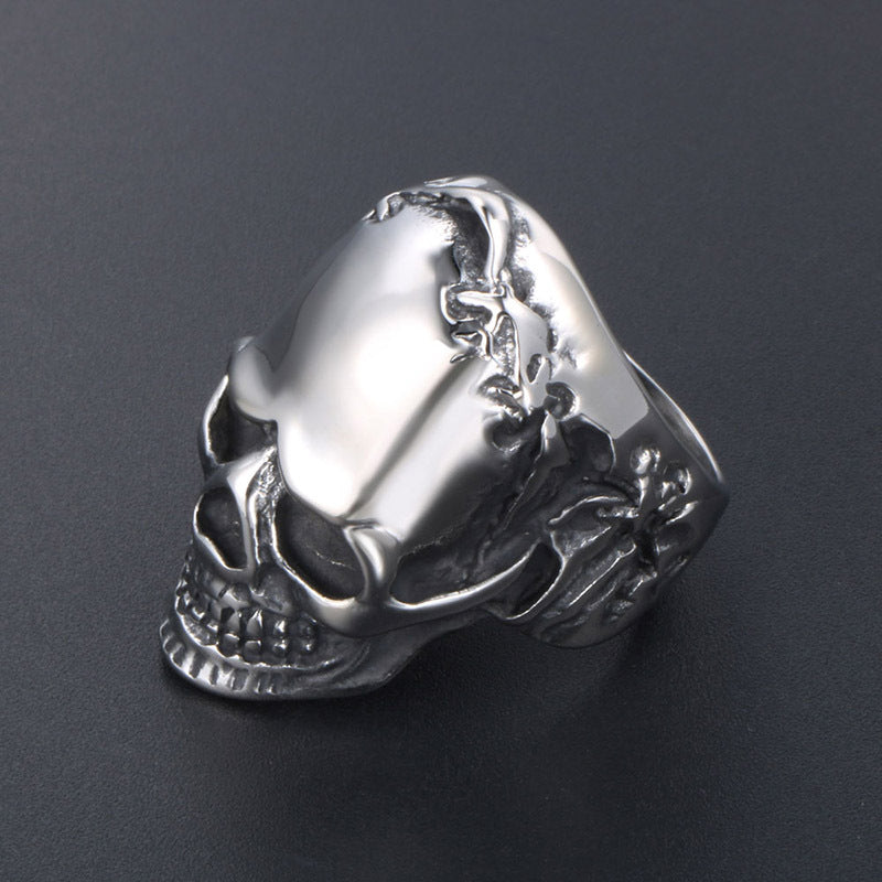 Trendy Titanium Steel Skull Wreath Ring for Men - Cool Rock Hip-Hop Accessory