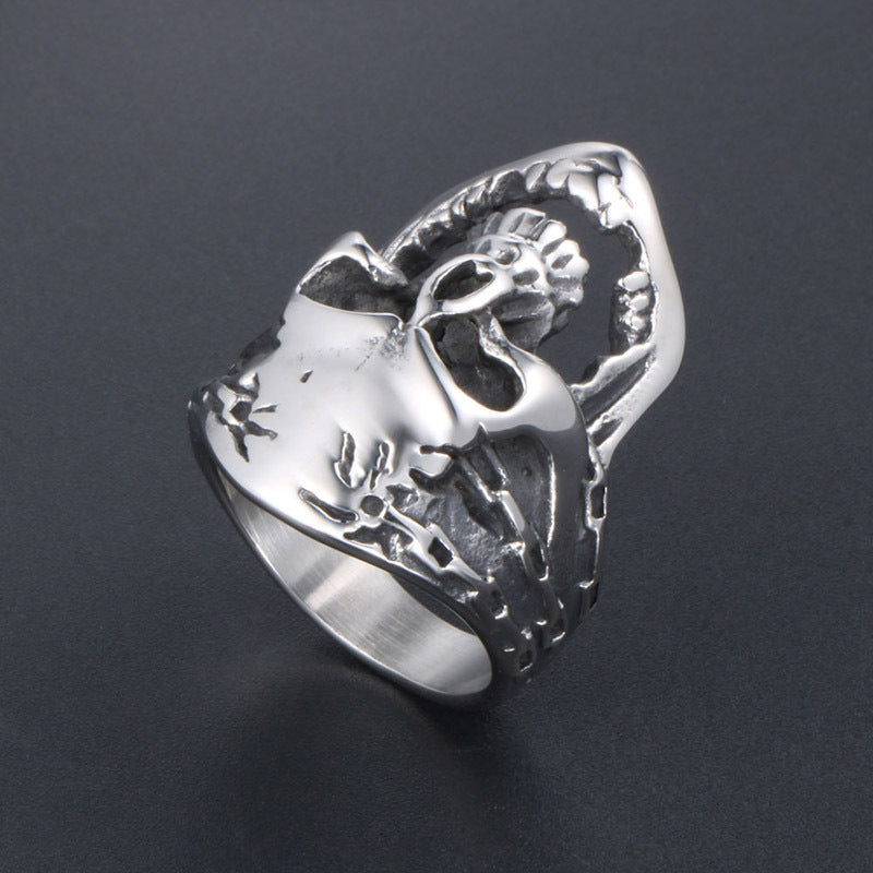 Trendy Men's Grinning Skull Ring - Titanium Steel Nightclub Accessory