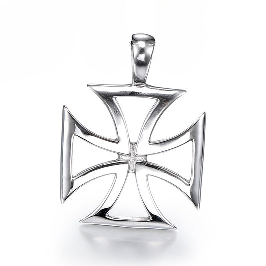 Stylish Cross Hollow Titanium Steel Pendant for Men, Modern Stainless Steel Accessory