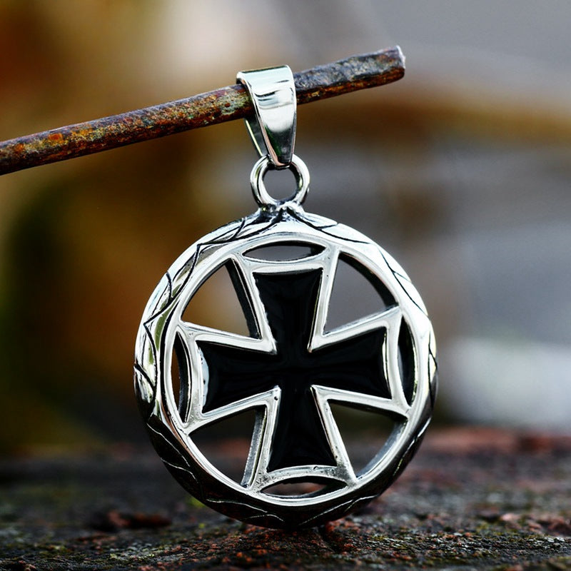 Men's Retro Titanium Steel Cross Pendant & Hollow Ring Jewelry - Wholesale Stainless Steel Collection