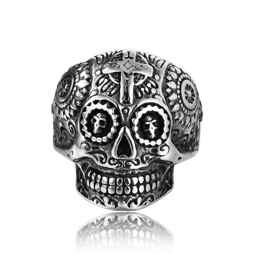 Halloween Skull Carving Titanium Steel Ring for Men