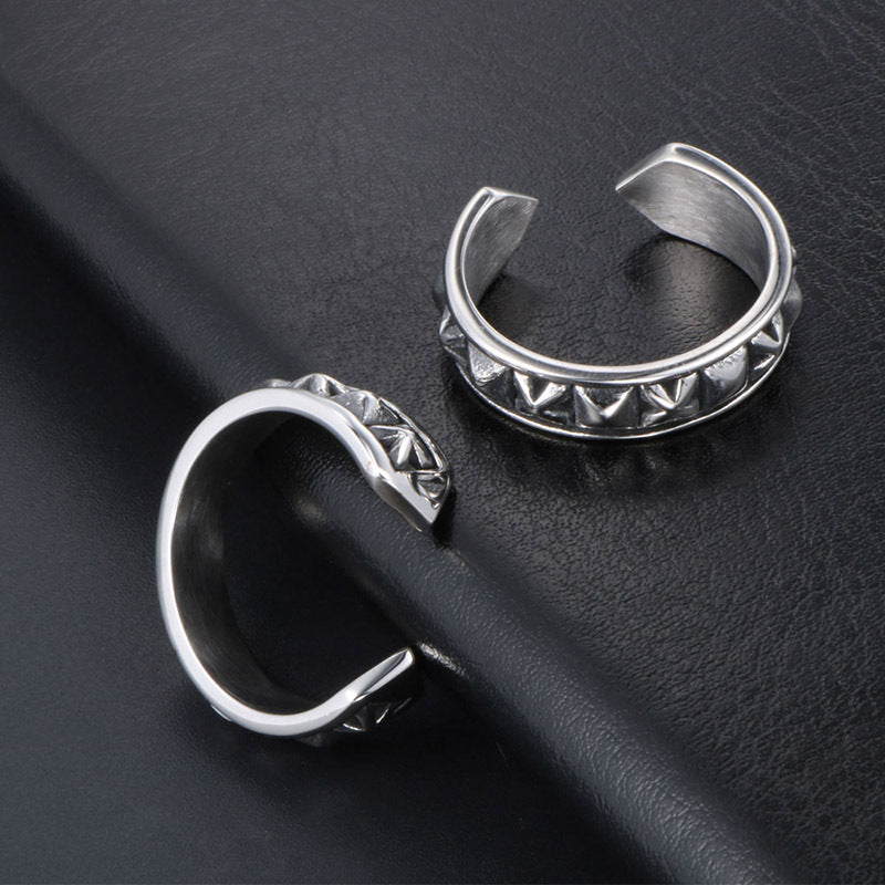 Vintage-Inspired Distressed Carved Couple Ring for Men and Women in Titanium Steel