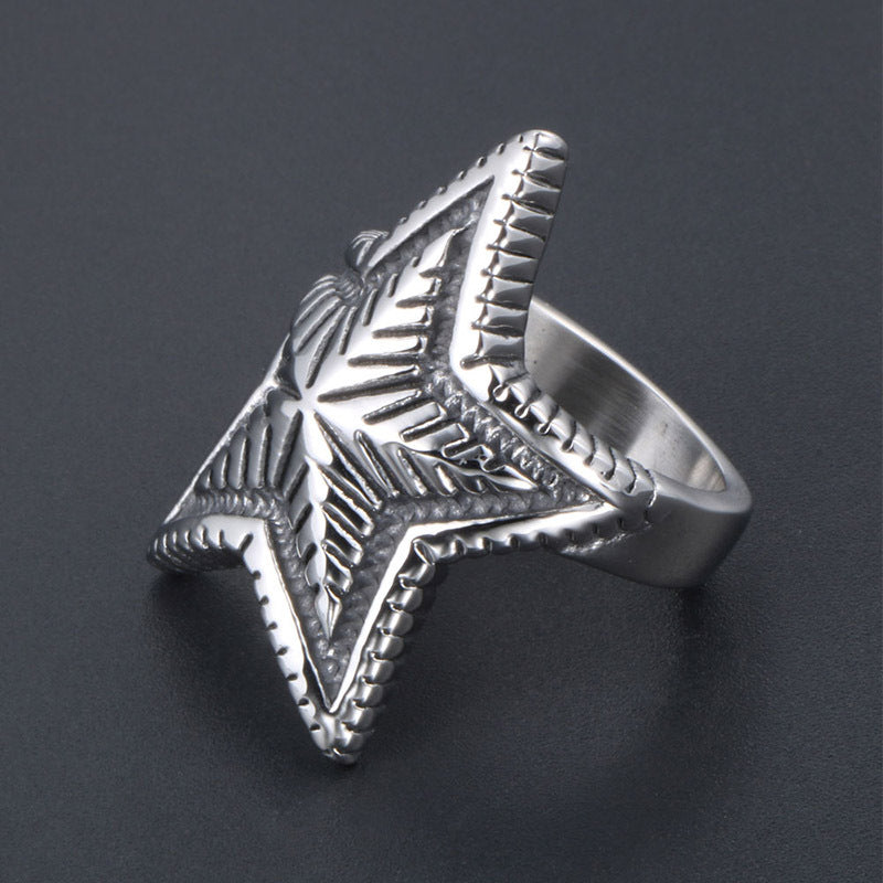 Retro Five-Pointed Star Index Finger Ring for Men – Japanese and Korean Hipster Fashion Jewelry